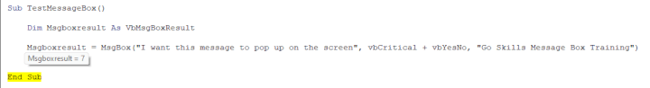 message box vba