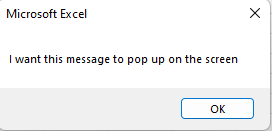 vba popup screen