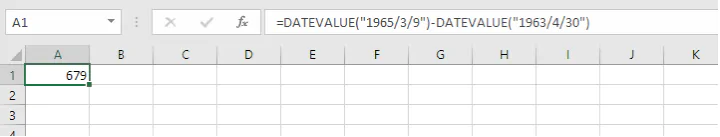 Subtract dates in Excel