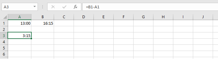 Subtract time in Excel