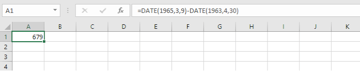 Subtract dates in Excel