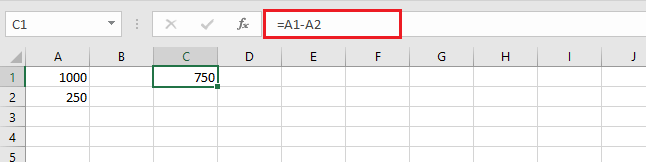 Subtract in Excel