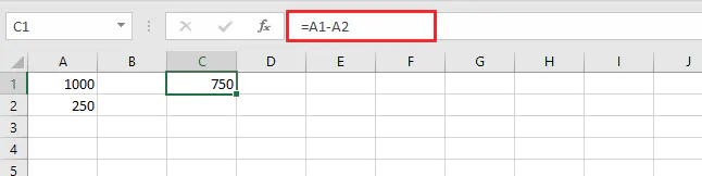 Subtract in Excel