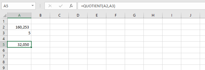 Quotient-in-excel