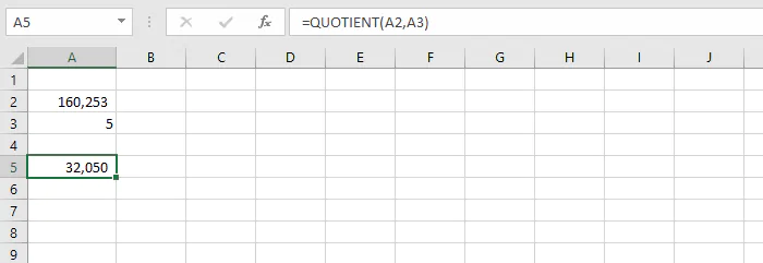 Quotient-in-excel
