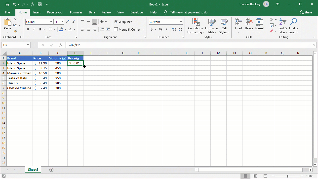 Divide-columns-in-Excel