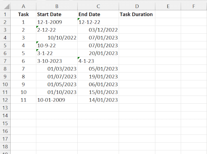 Excel worksheet