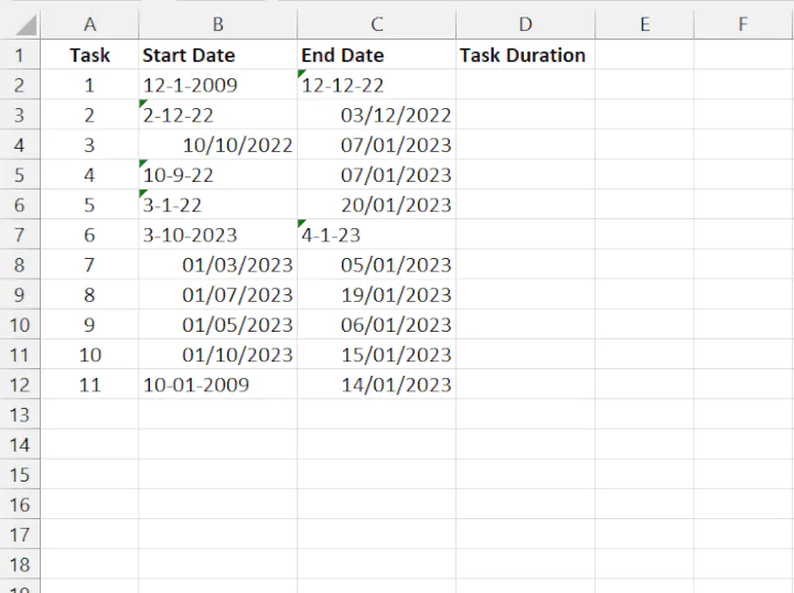 Excel worksheet