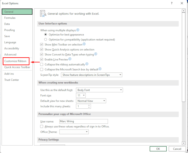 Click-Customize-Ribbon GoSkills Excel VBA Function