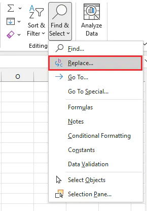 Find and Replace command