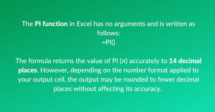 Summary of how to use PI in Excel