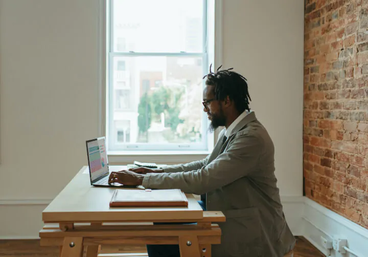 employee on computer in an office