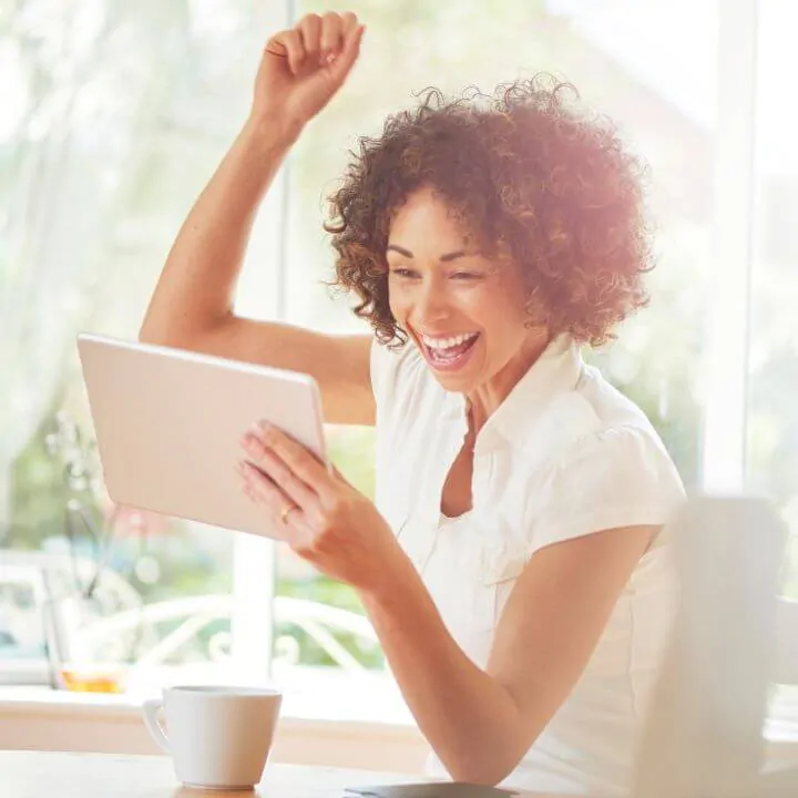 employee excited about their learning accomplishment