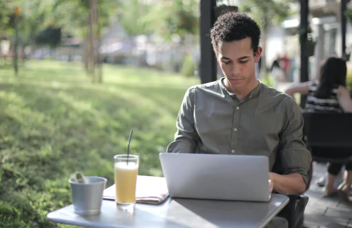 Man working from laptop