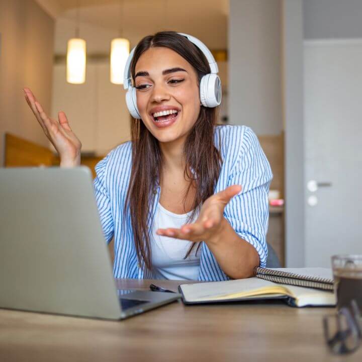 girl talking on a video call