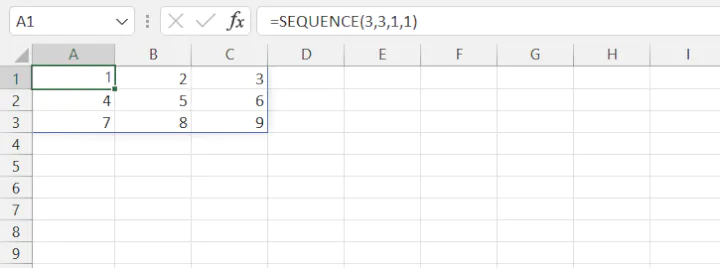 Excel SEQUENCE function