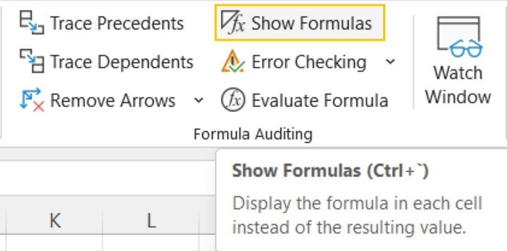 show formulas excel