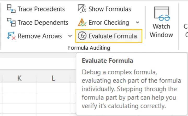 Evaluate formula Excel