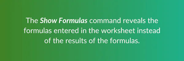 Show formulas auditing tool Excel