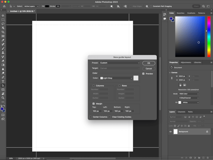 photoshop margins