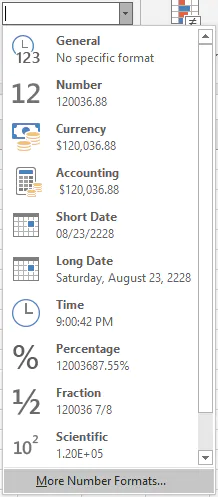 Excel number formats