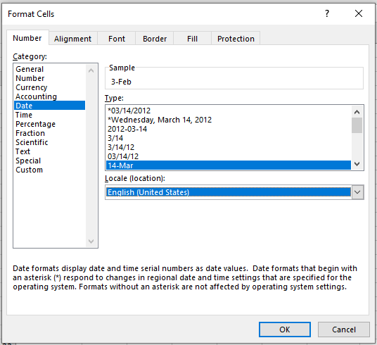 Excel date format