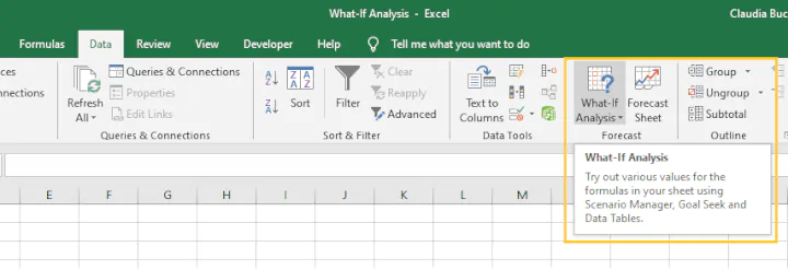 What if analysis Excel