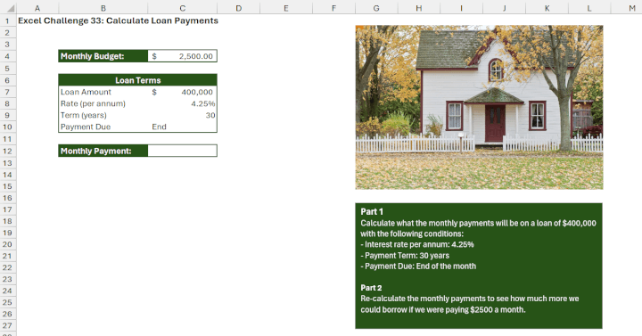 Excel PMT function