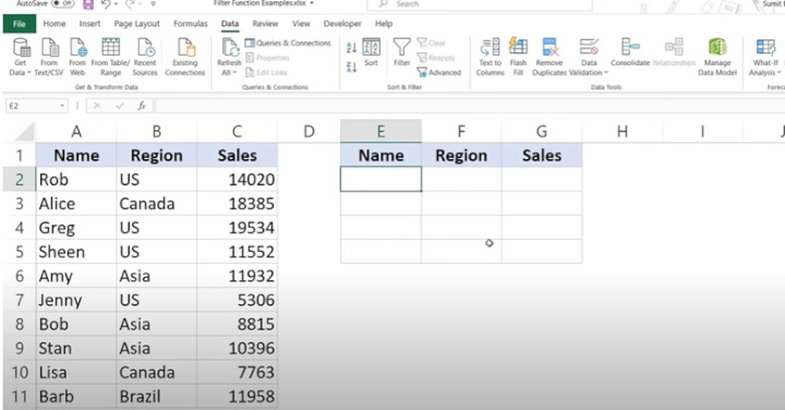 Excel FILTER function