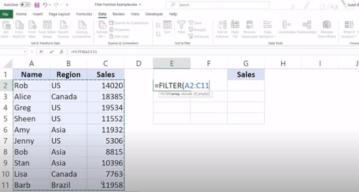 Excel FILTER function