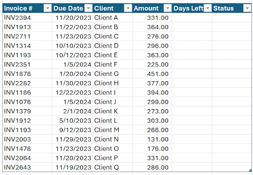 format as table