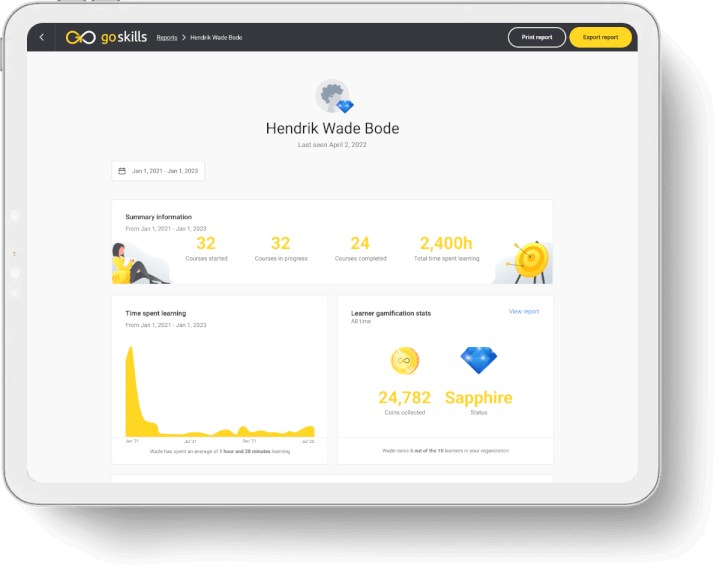 LMS reporting dashboard