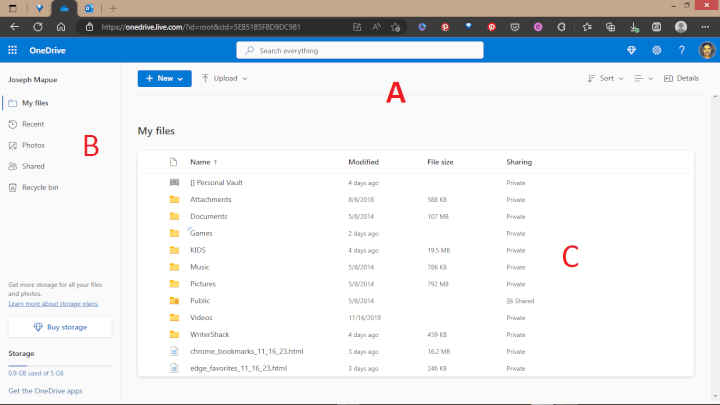 OneDrive navigation pane