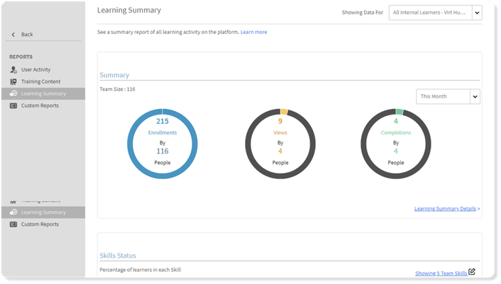 LXP UI example featuring the learning summary page of Adobe Learning Manager