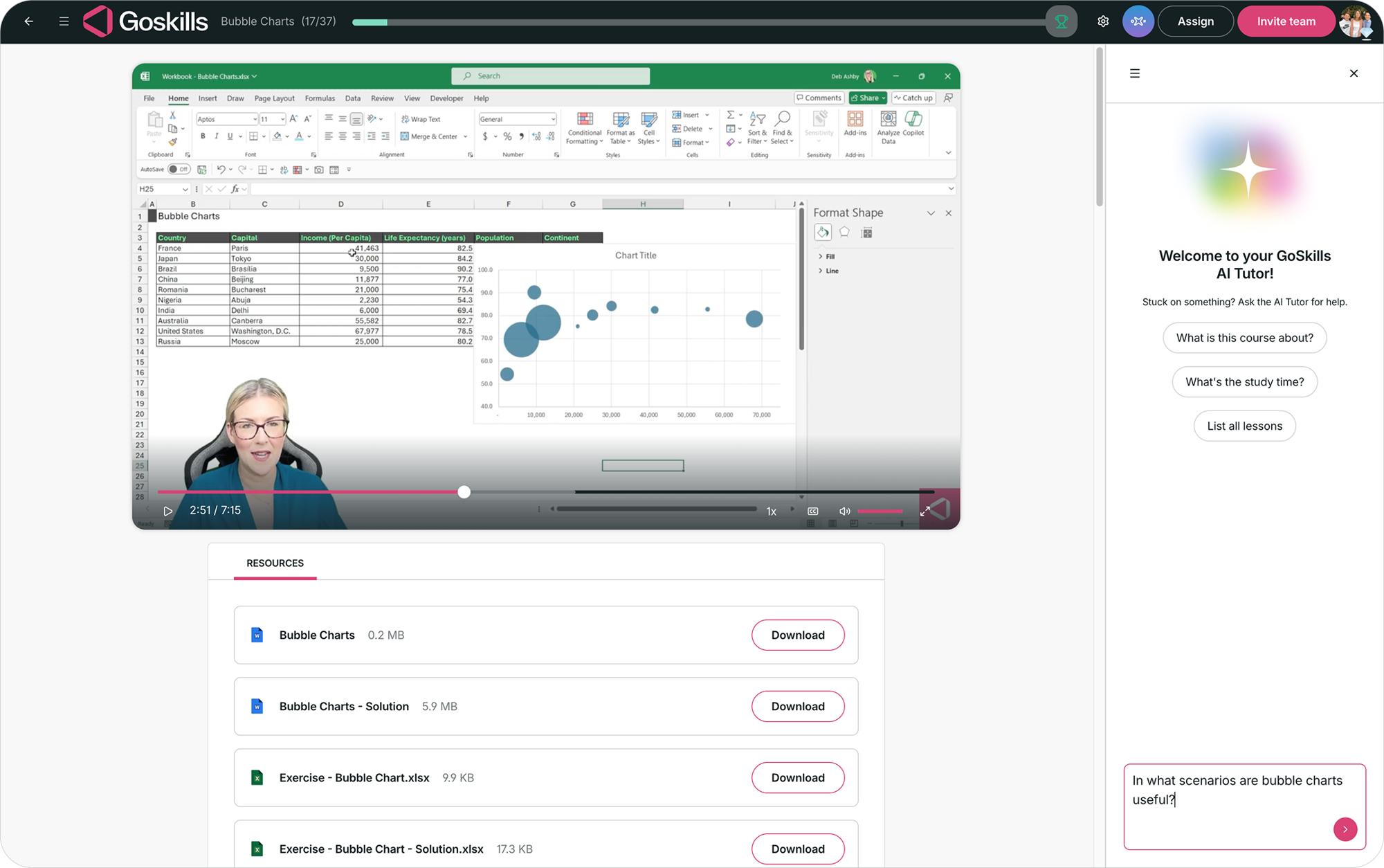 LXP UI example featuring a lessons page from GoSkills LMS