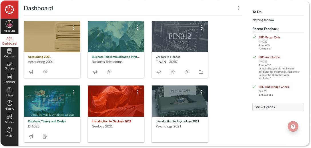 canvas lms student dashboard