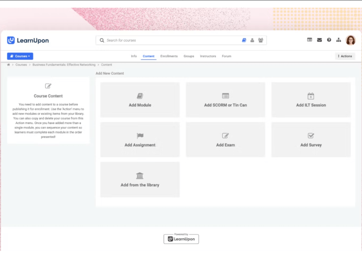 LearnUpon dashboard