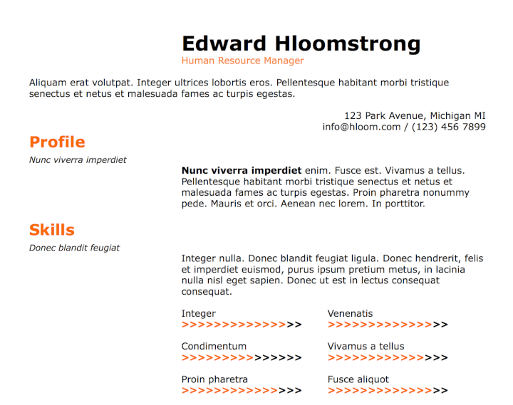 sample of ms word format resume