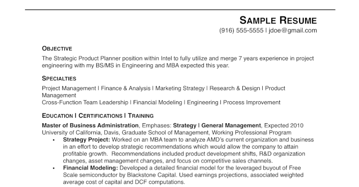 sample of ms word format resume