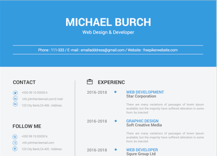 UX resume template