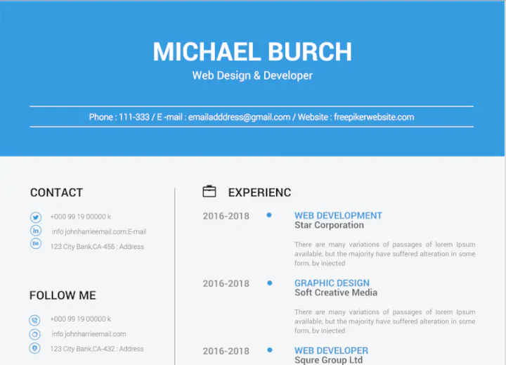 UX resume template