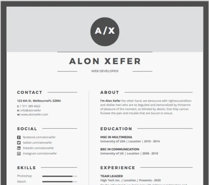 Modern resume template