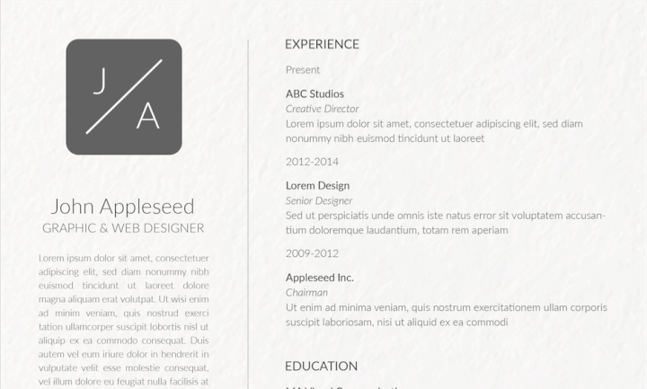 Appleseed resume template