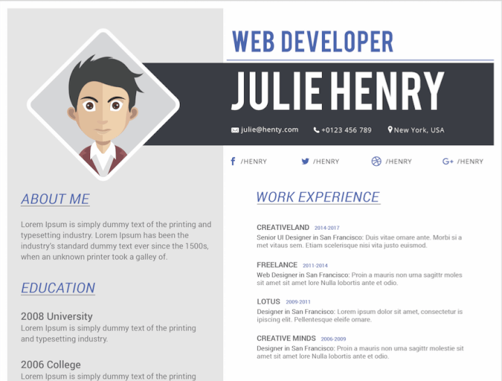 Colorblock resume template