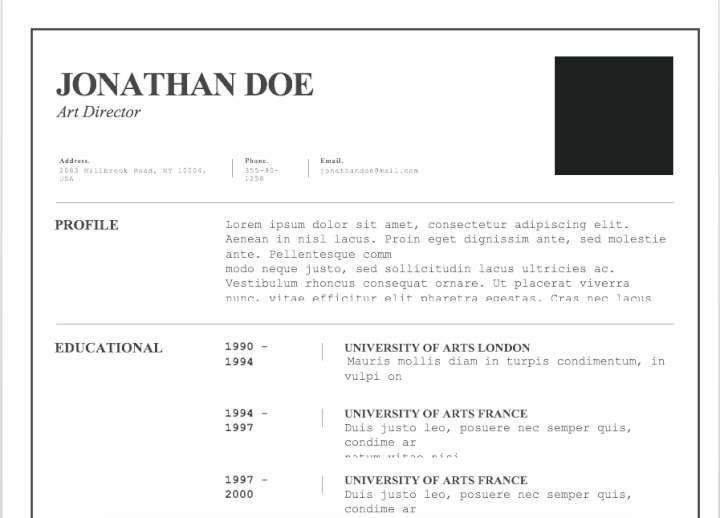 Light resume template