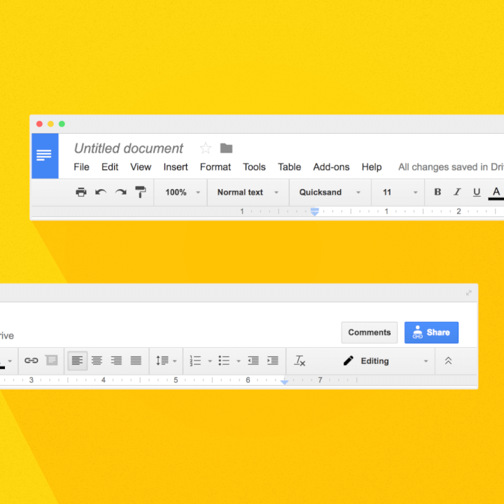 Google docs toolbar