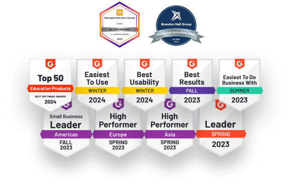 GoSkills’ G2 awards.