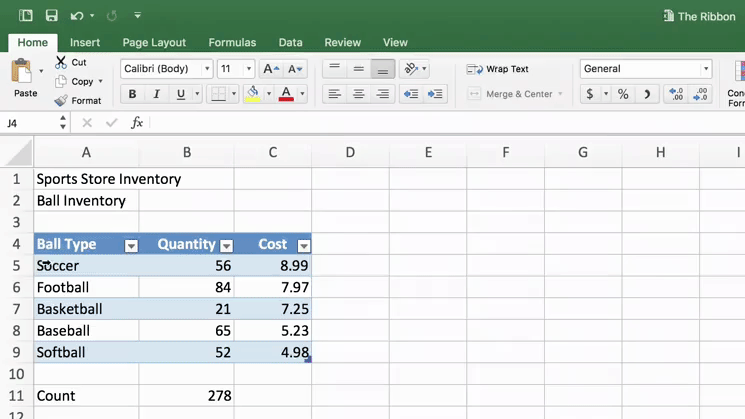 Contextual tab example